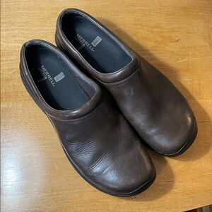 Merrell Encore Gust Men's Dark Brown Slip-On Leather Loafers. Size 14